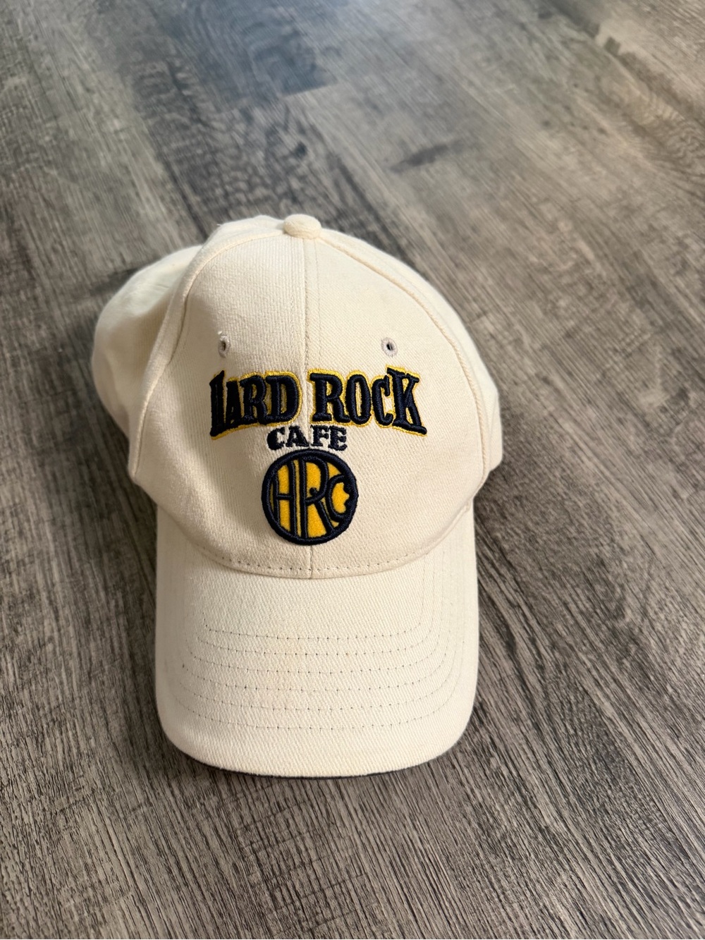 Hard Rock Cafe Cream Baseball Cap with Navy & Yellow Logo